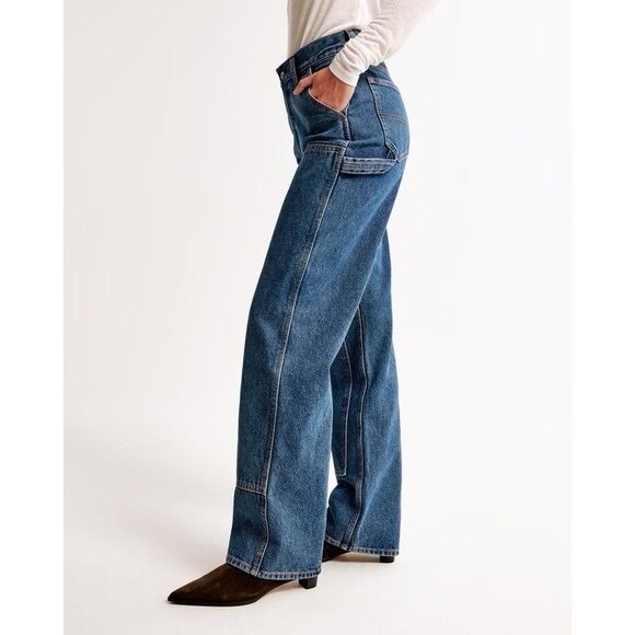 Abercrombie & Fitch Women 30 Jeans Slouchy Carpenter Utility Mid Rise Baggy NEW - Picture 4 of 16